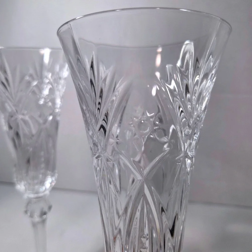 Pair Cristal D'Arques Durand Vincennes Lead Crystal Champagne Flutes France
